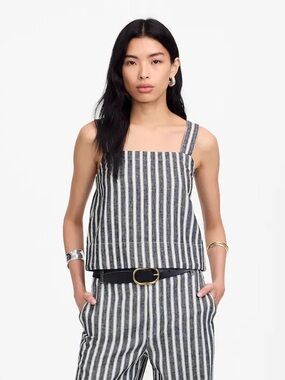 Madewell Square Neck Top in Linen Blend Stripe - Size XL NEW!